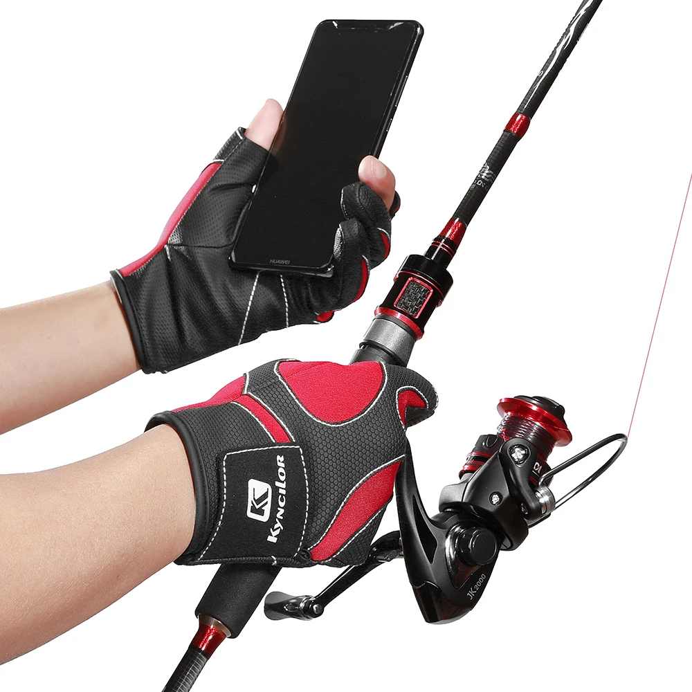 Gants de chasse tactiques 3 doigts exposés pêche non-dérapants unisexes vélo sports