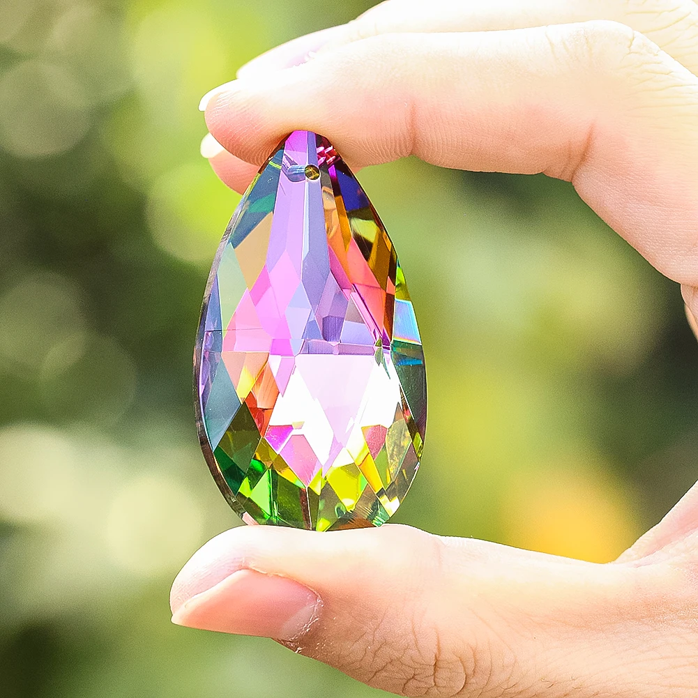 Rainbow Angel Tears Prism Water Droplet Glass Crystal Pendant Chandelier Lamp Dangle Parts Crystal Sun Catcher,Chandelier Crystal Drops 50MM