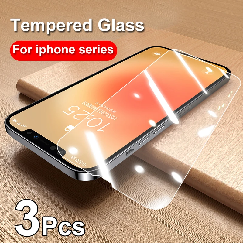 3Pcs Protective Glass On iPhone 11 12 13 Pro Max XS XR 7 8 6 Plus Screen Protector For Mini Tempered |