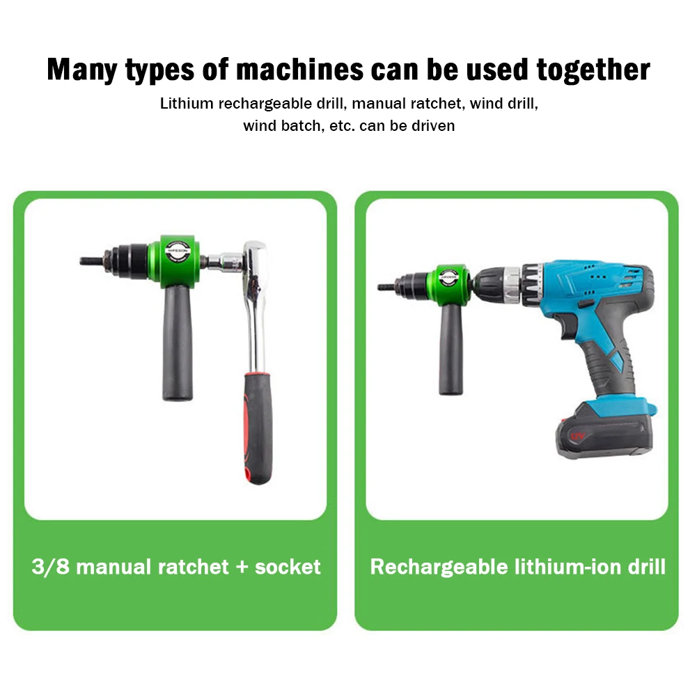 M3~M8 Electric Rivet Gun Rivet Nut Gun Drill Bit Adapter Removable Insert Nut Pull Riveting Tool For Electric Drill/Hand Wrench