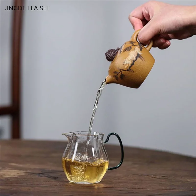 1PCS 180cc Yixing Famous Handmade Purple Clay Pot Original Mineral Yellow Section Household zisha Tea Set