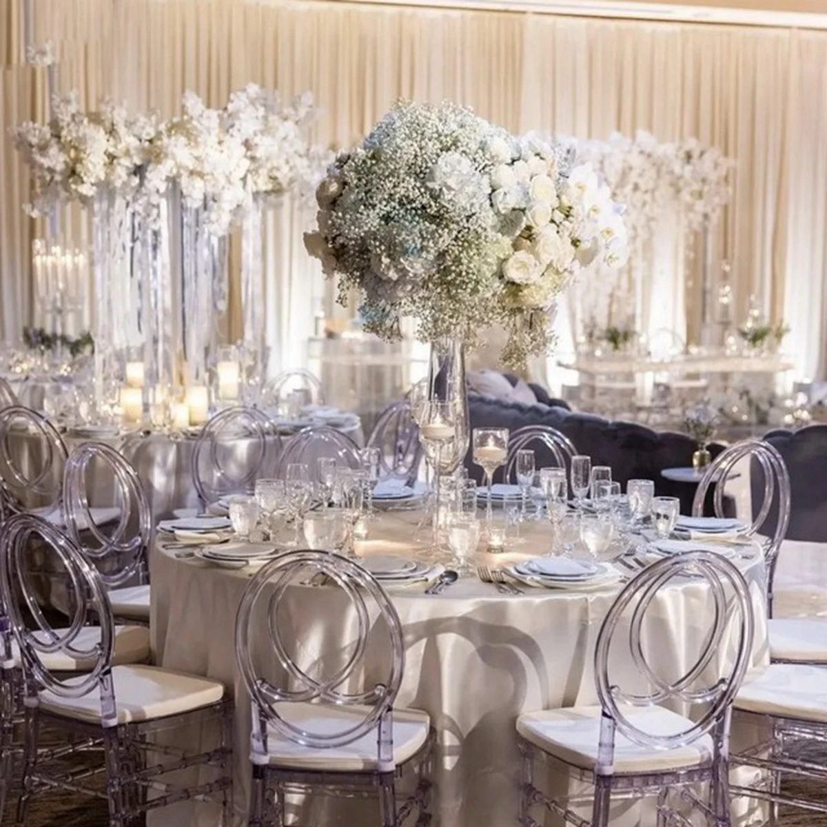 24pcs）modern clear crystal transparent tiffany acrylic phoenix chairs for wedding room and events