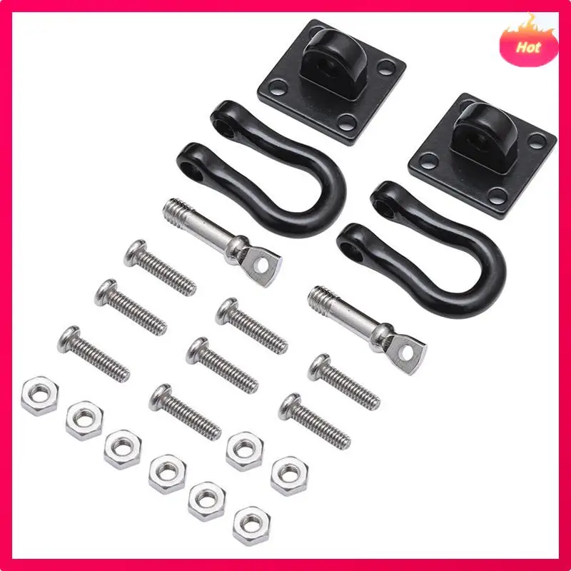 AYHF 8Pcs Trailer Towing Buckle Tow Hooks Metal Climbing Trailer Shackles For 1/10 RC Car Truck Climbing Car (Black)