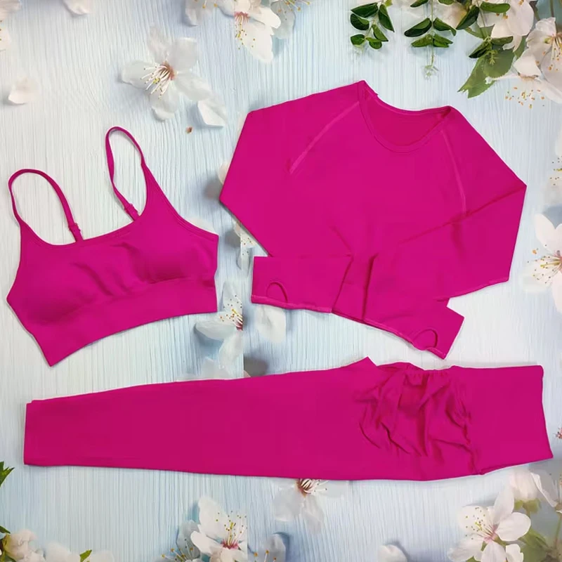 Women's Tracksuit Seamless Yoga Set Leggings Sports Suit for Fitness Long Sleeve Top Gym Clothing Workout Sportswear 2/3/4Pcs yoga set sports set gym workout set sportswear set fitness set yoga pants set