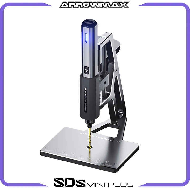 ARROWMAX Mini Electric Drill with Bench Drill Press Cordless Hand Tool Drilling for Wood Plastic Aluminum Coin SDS Mini Plus xuqian hot sale with metal stamping hammer and steel bench block for personalizing jewelry wood leather and more l0157