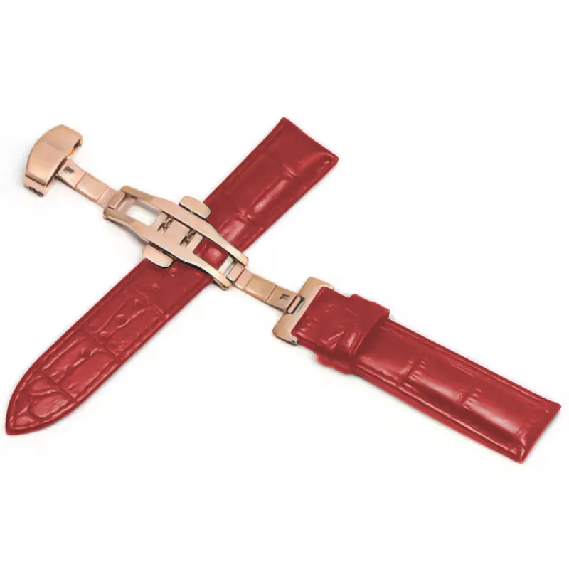 Premium Genuine Leather Watchband with Steel Pin and Butterfly Buckle