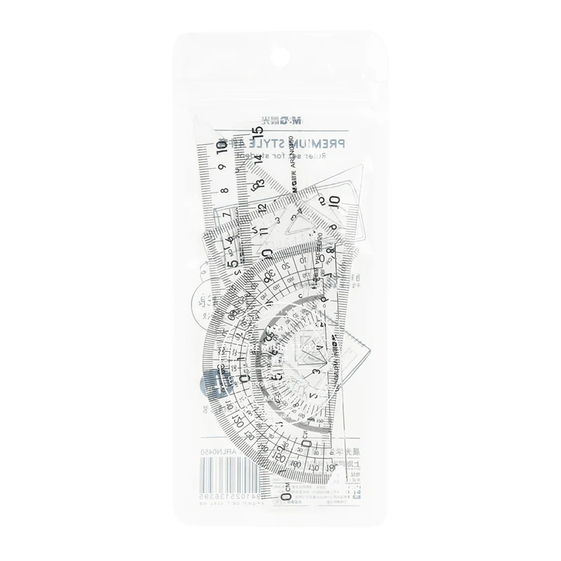 M&G 1 Set Ruler Suit 15cm Straightedge 180 Degree Protractor 45 Degree Triangle Ruler 60 Triangle Stationery Set