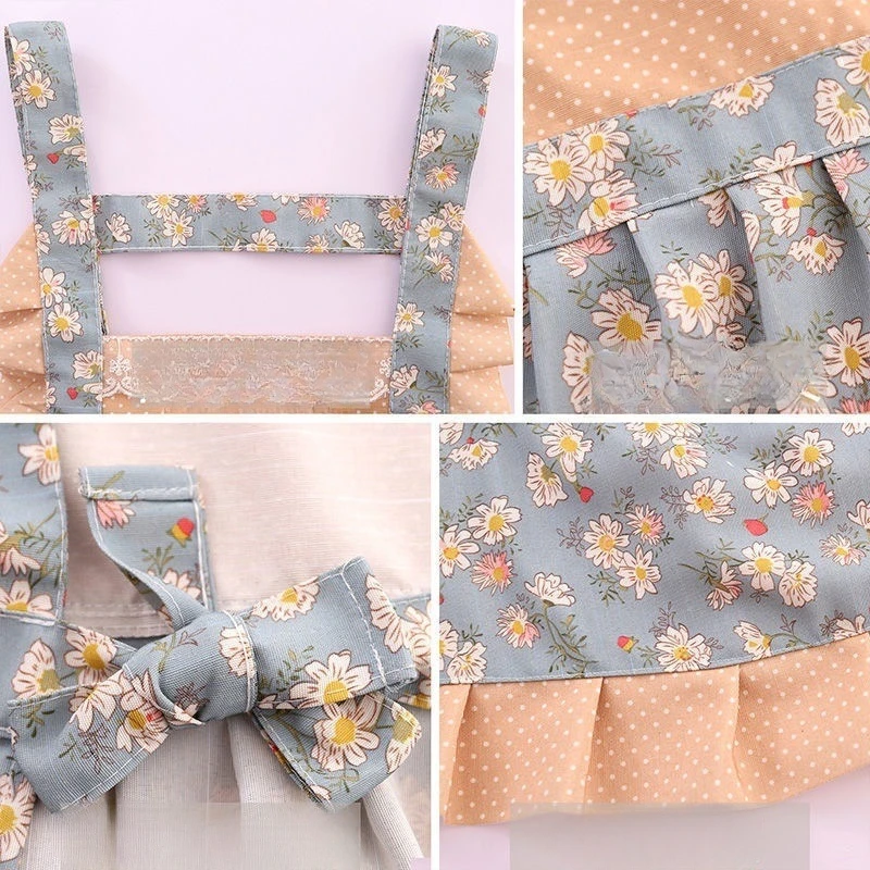 1PC Home Kitchen Apron, Frosted Apron, Princess Style Apron, Breathable Countryside Cute Work Clothes, Gardening Apron