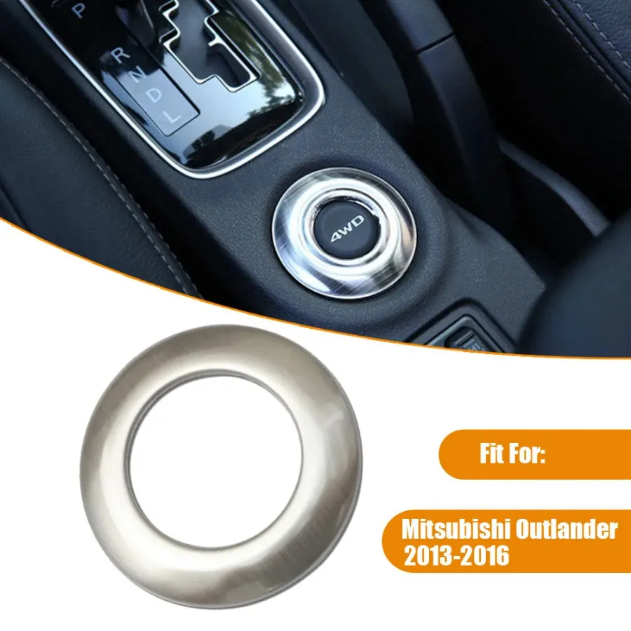 

1x Stainless Steel 4WD Button Decoration Car-styling 3D Sticker Decals Silver Car Accessories for Mitsubishi Outlander 2013-2016