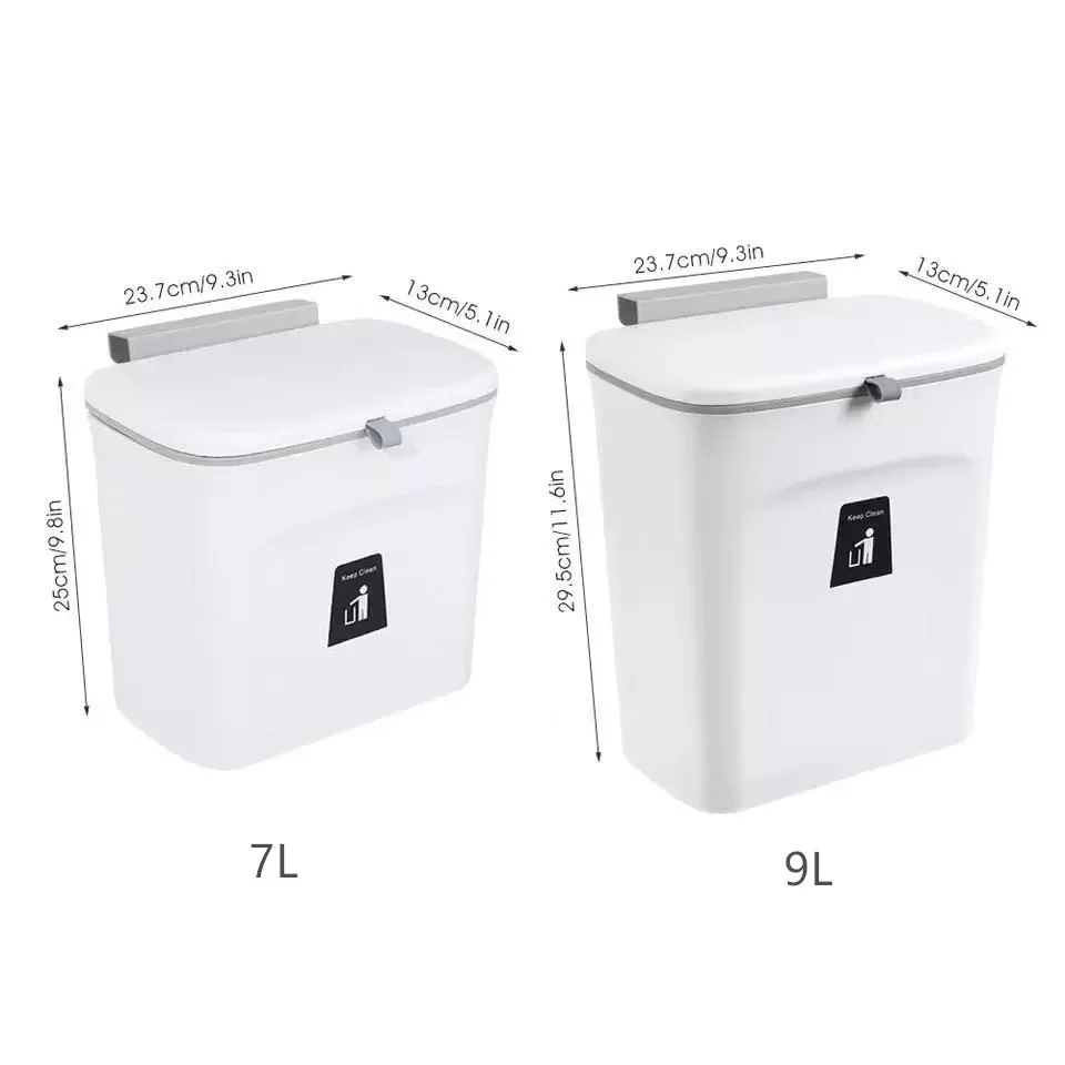 Trash Can 7/9L Bathroom Trash Can With Lid Garbage bag Wall Mounted Toilet Wastebasket kitchen Hanging Trash Bin