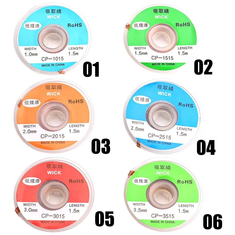 Solder Remover 1-3.5mm Desoldering Braid Welding Tin Sucker Cable Lead Cord Flux Repair Tool 200-450 ℃ Soldering Supplies