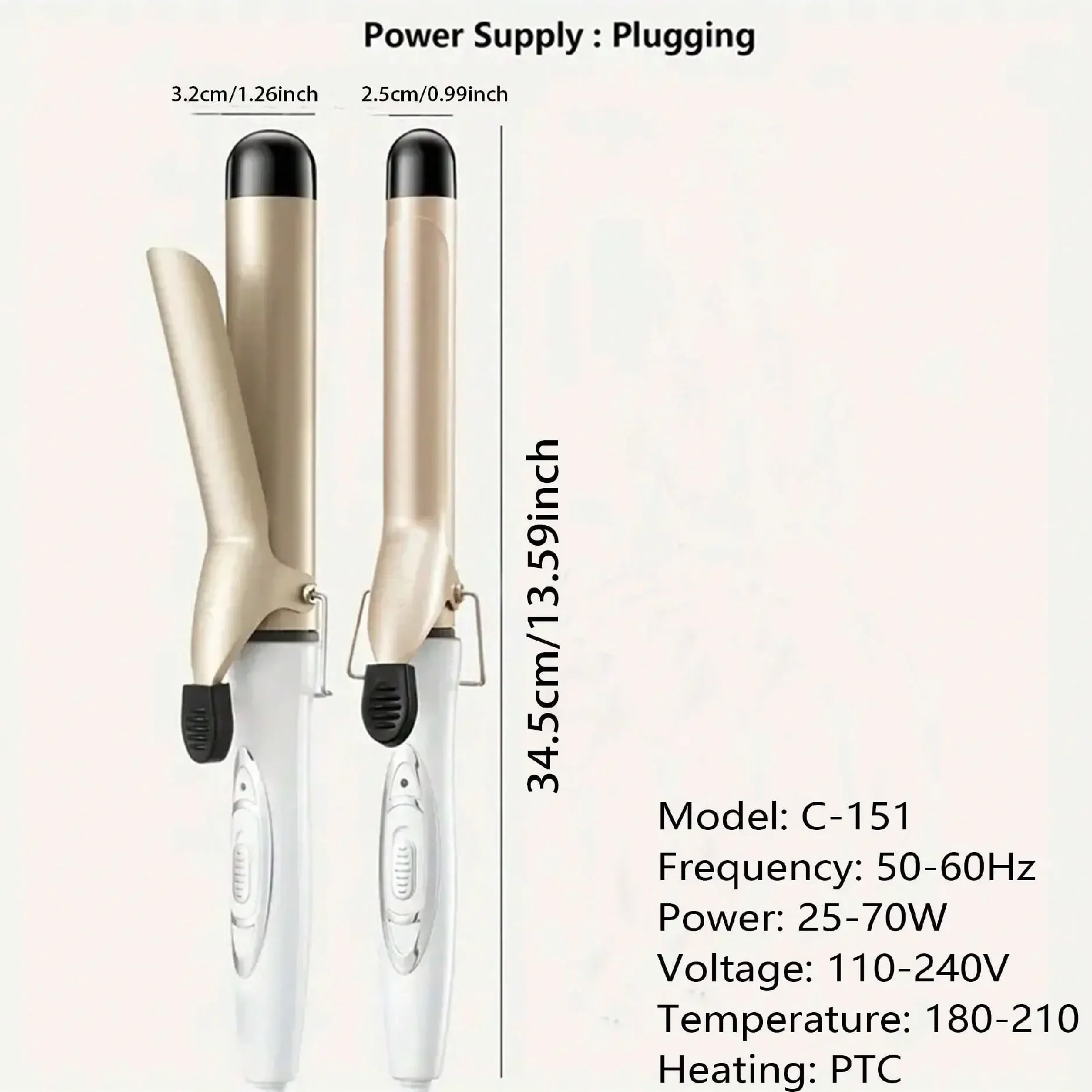 Portable curling iron, convenient for wave and curling styling tools, easy to use, perfect for styling anytime, anywhere