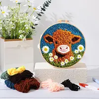 DIY Punch Needle Kits for Beginners Cute Animal with Hoop Embroidery Punch Needle Starter Craft Set Giraffe Festival Gift 4