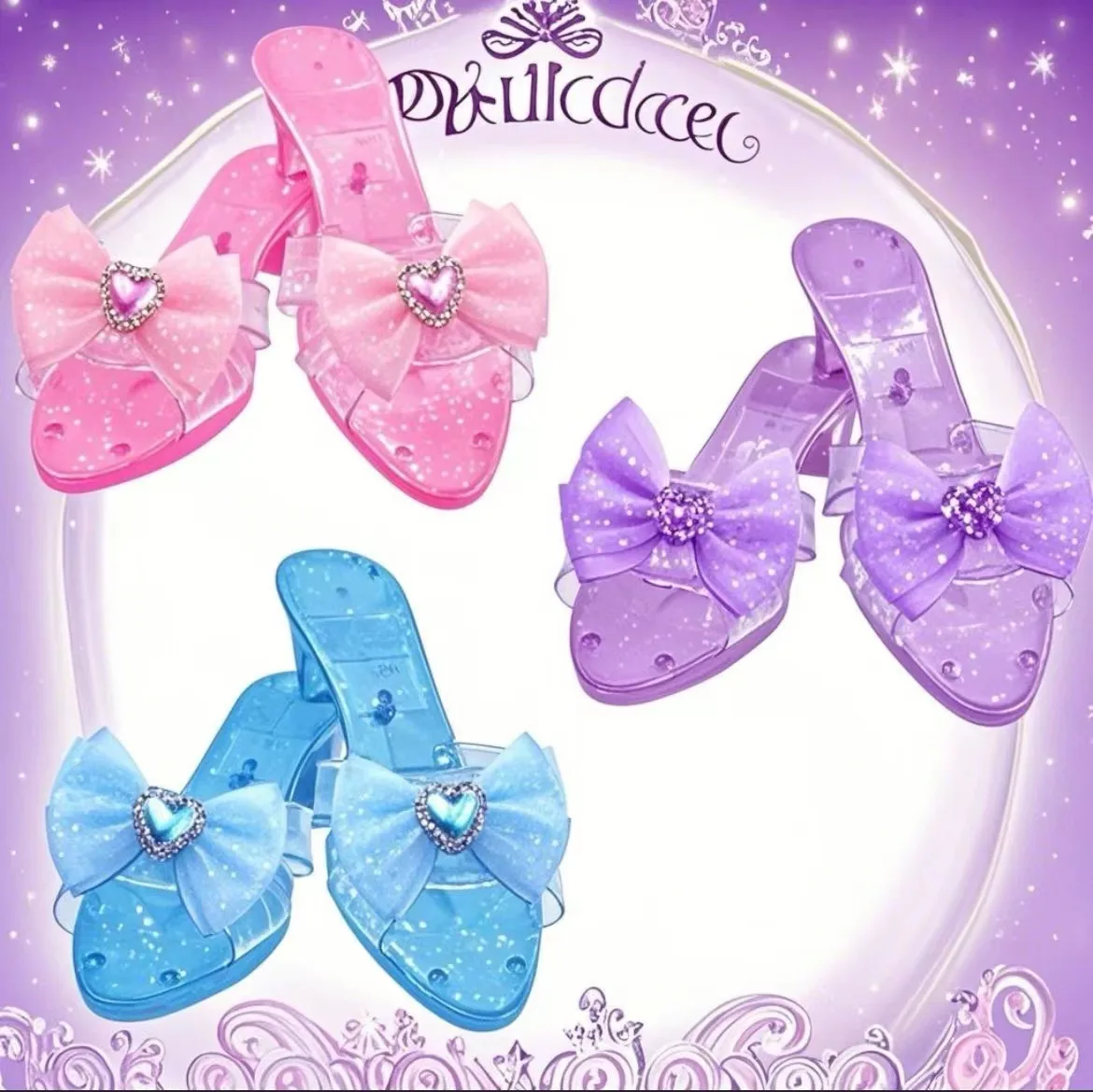 Princess Dress Up Shoes for Girls Antislip Pretend Play High Heels Non-Toxic Role Play Toys with Soft Soles Ideal Gift for Kids