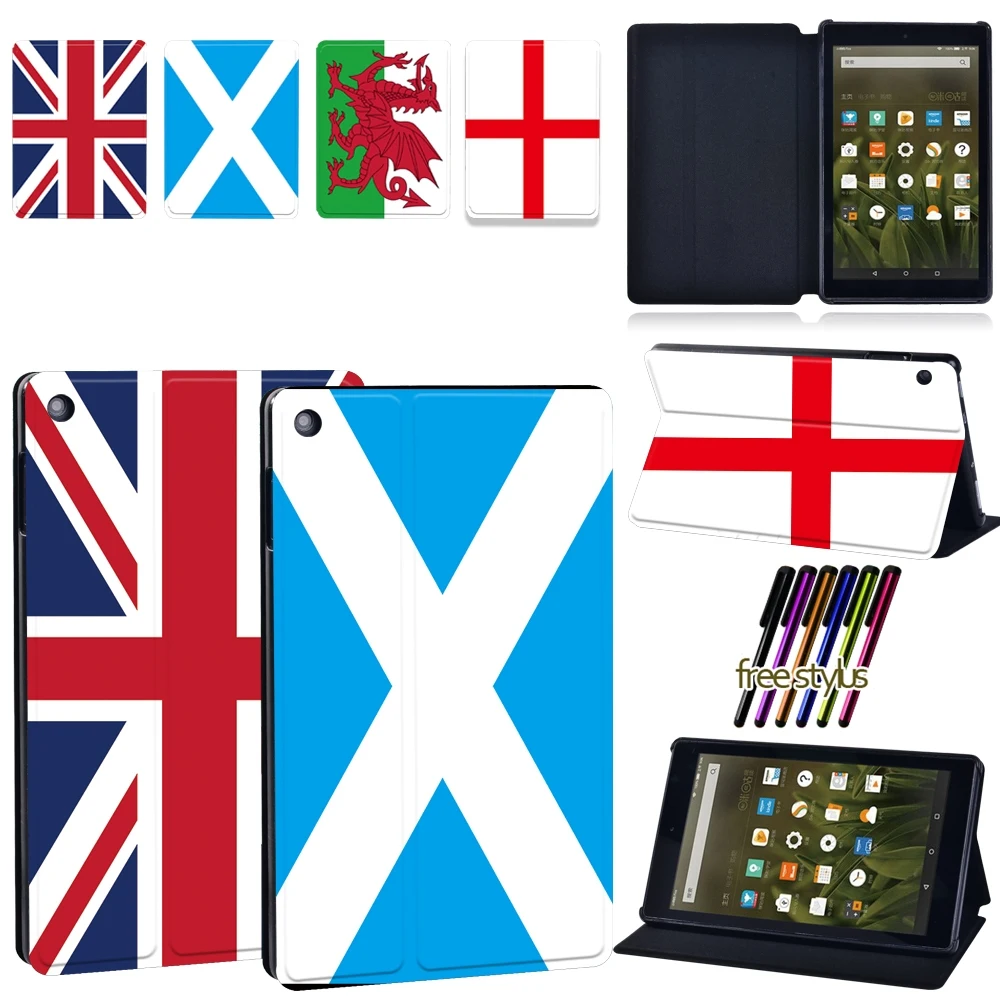 

Tablet Case for Amazon Fire 7/ Amazon Fire HD 8/ Amazon Fire HD 10 National Flag Series Leather Cover Case+Stylus