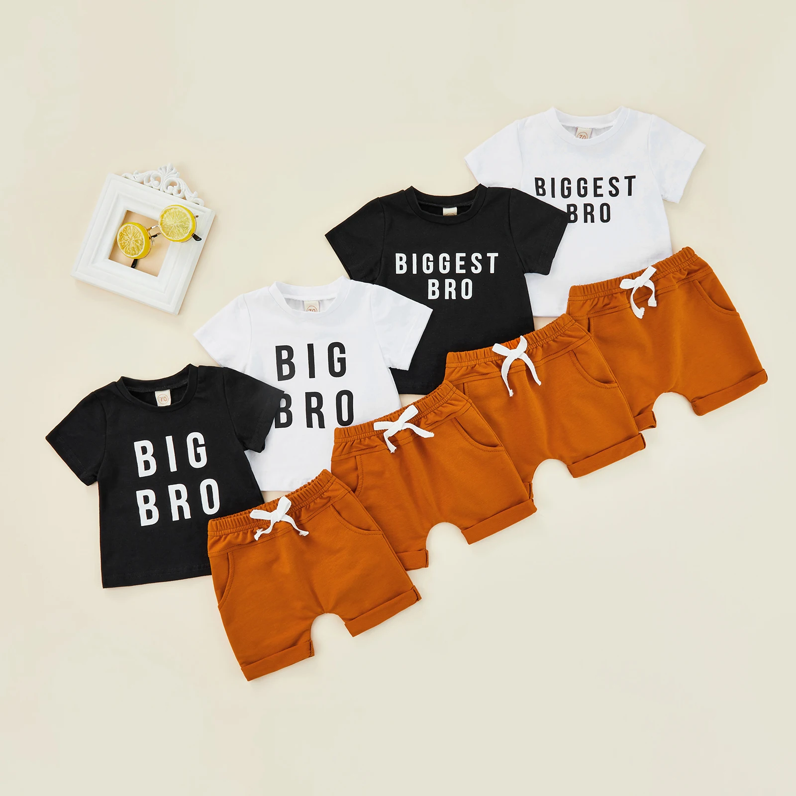 Infant Baby Boys Two Piece Clothing Set Toddler Lettering Short Sleeve
