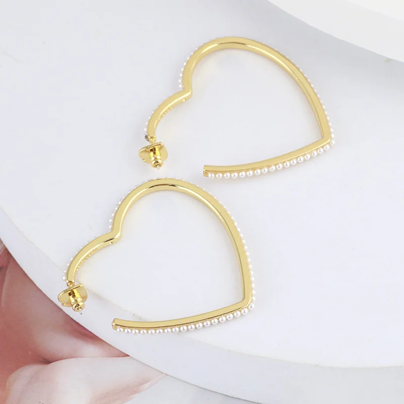 

Европейские и американские ювелирные изделия, оптовая продажа, Винтажные Ювелирные изделия из серебра 925 пробы с 7 ажурными вставками, жемчужинами, геометрической формы, в форме сердца, модные серьги