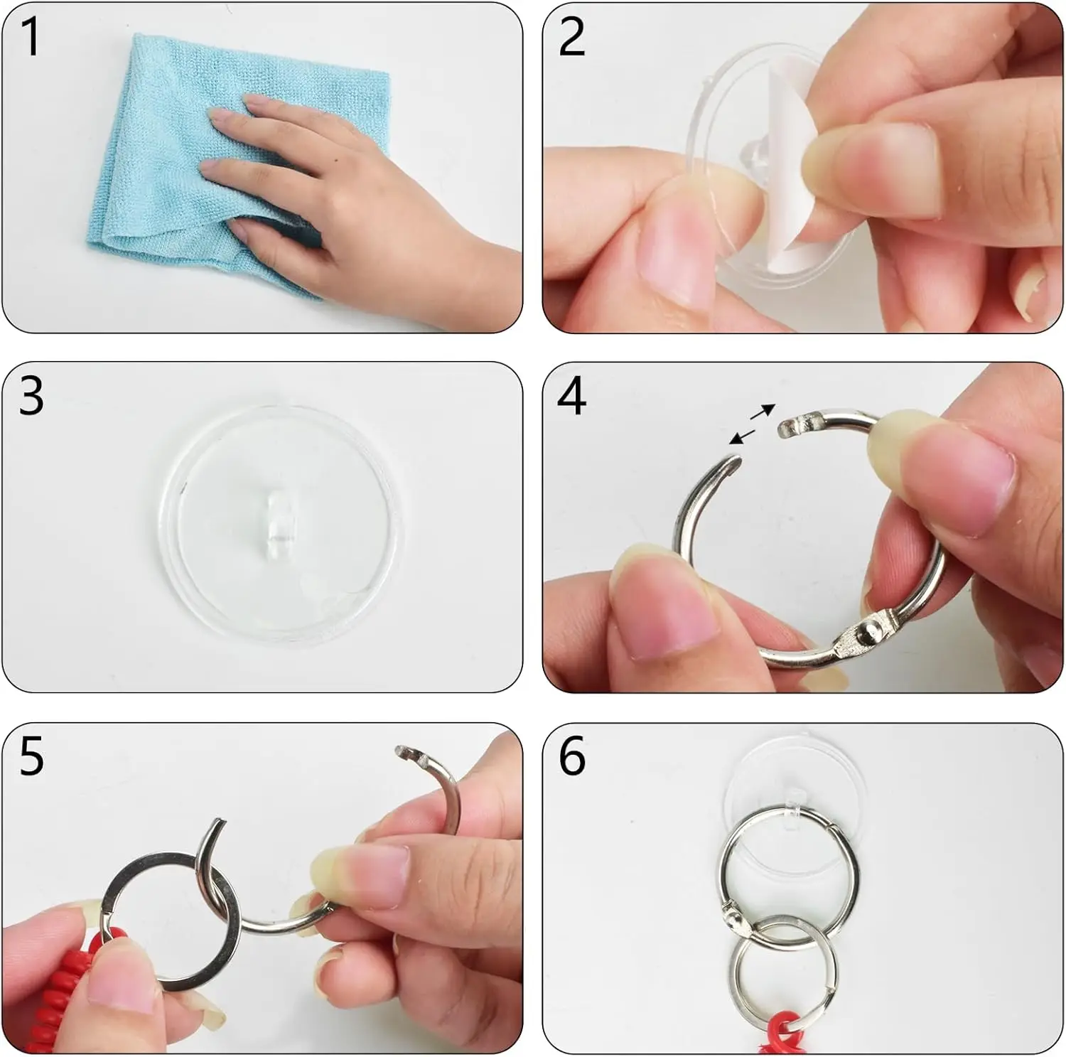 10pcs Self Adhesive Ceiling Hook 2/3cm Hanging Hook with Binding Ring Clear Wall Hook Decor for Christmas Party Kitchen Bathroom 5