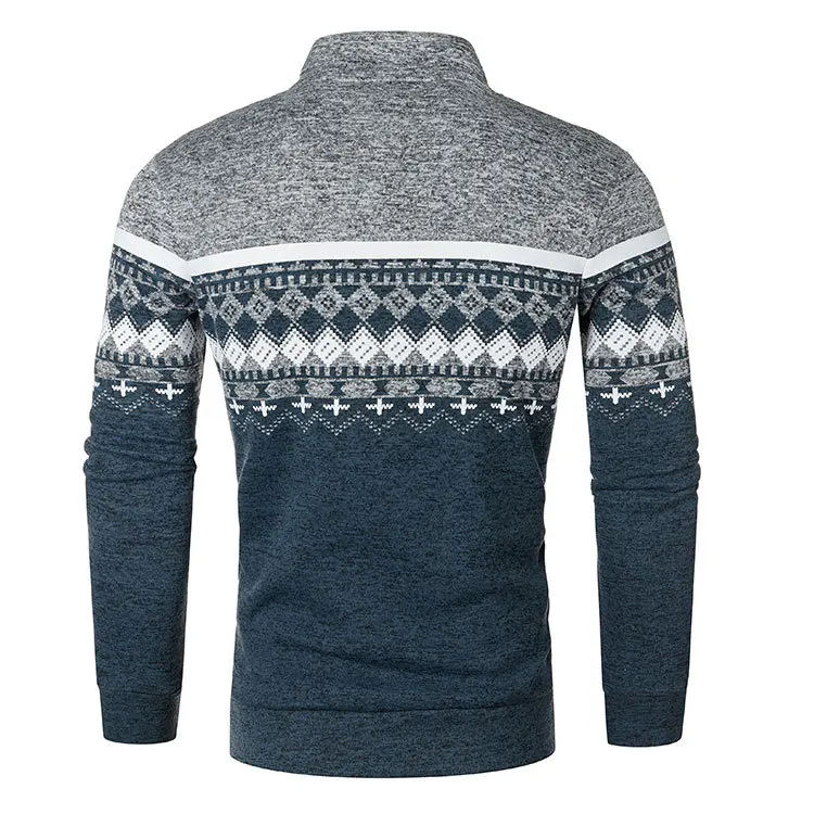 Men Fashion Casual Knitted Cardigan Zipper Warm Pullover Retro Jacquard Slim Collar Sweater Coat Street Men's Wear S-3XL 6
