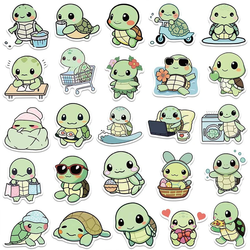 50PCS Cute Sea Turtle Stickers Kawaii Ocean Animal Decals Waterproof ...