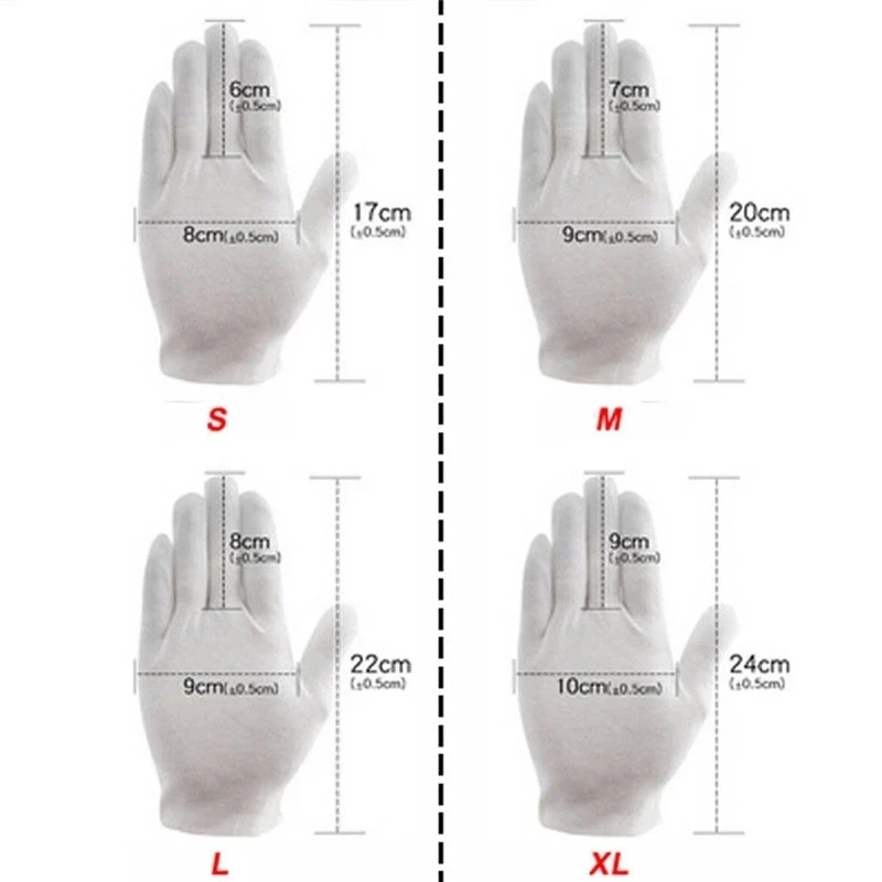 6-36 Pairs/Lot White Soft Cotton Ceremonial Gloves Stretchable Lining Glove for Male Female Serving/Waiters/Drivers Gloves cotton gloves