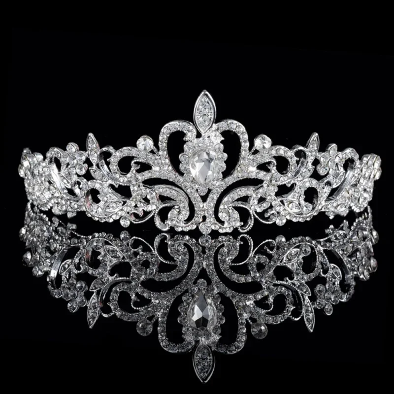 Hot Wedding Hair Tiara Crystal Bridal Crown Silver Color Diadem Veil Tiaras Wedding Hair Accessories Headpieces Head Jewelry