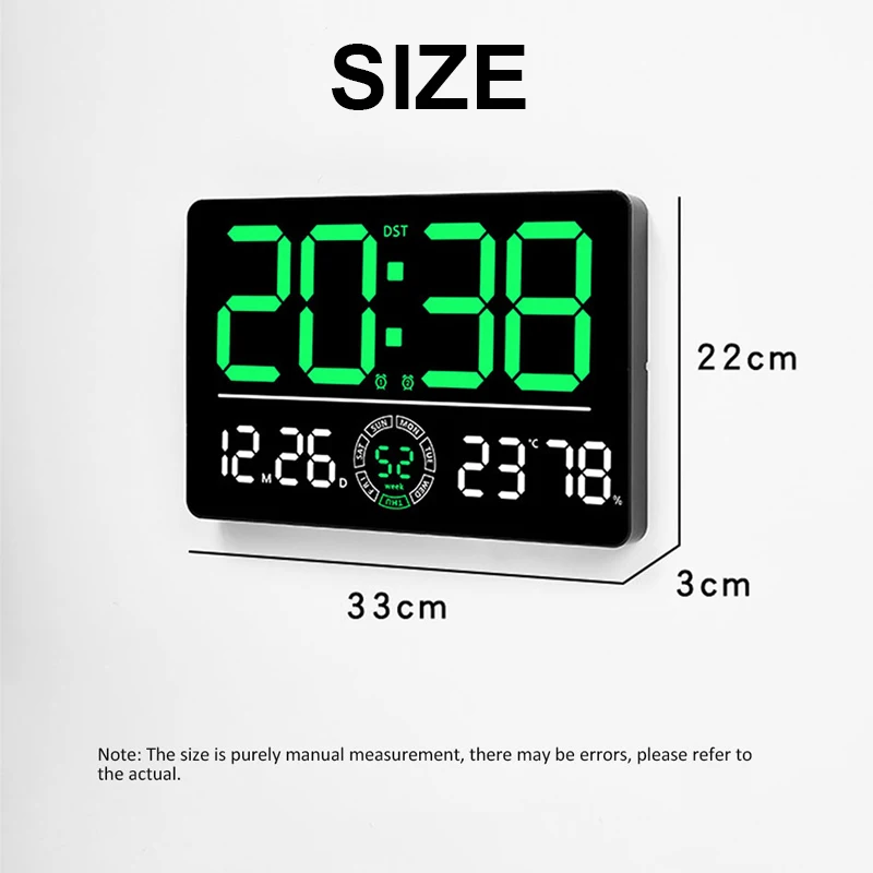 Large Digital Wall Clock Temp Date Week Humidity Display Alarm Clock Positive/Countdown 10 Brightness Adjustment Home LED Clocks digital wall clock smart led wall clock