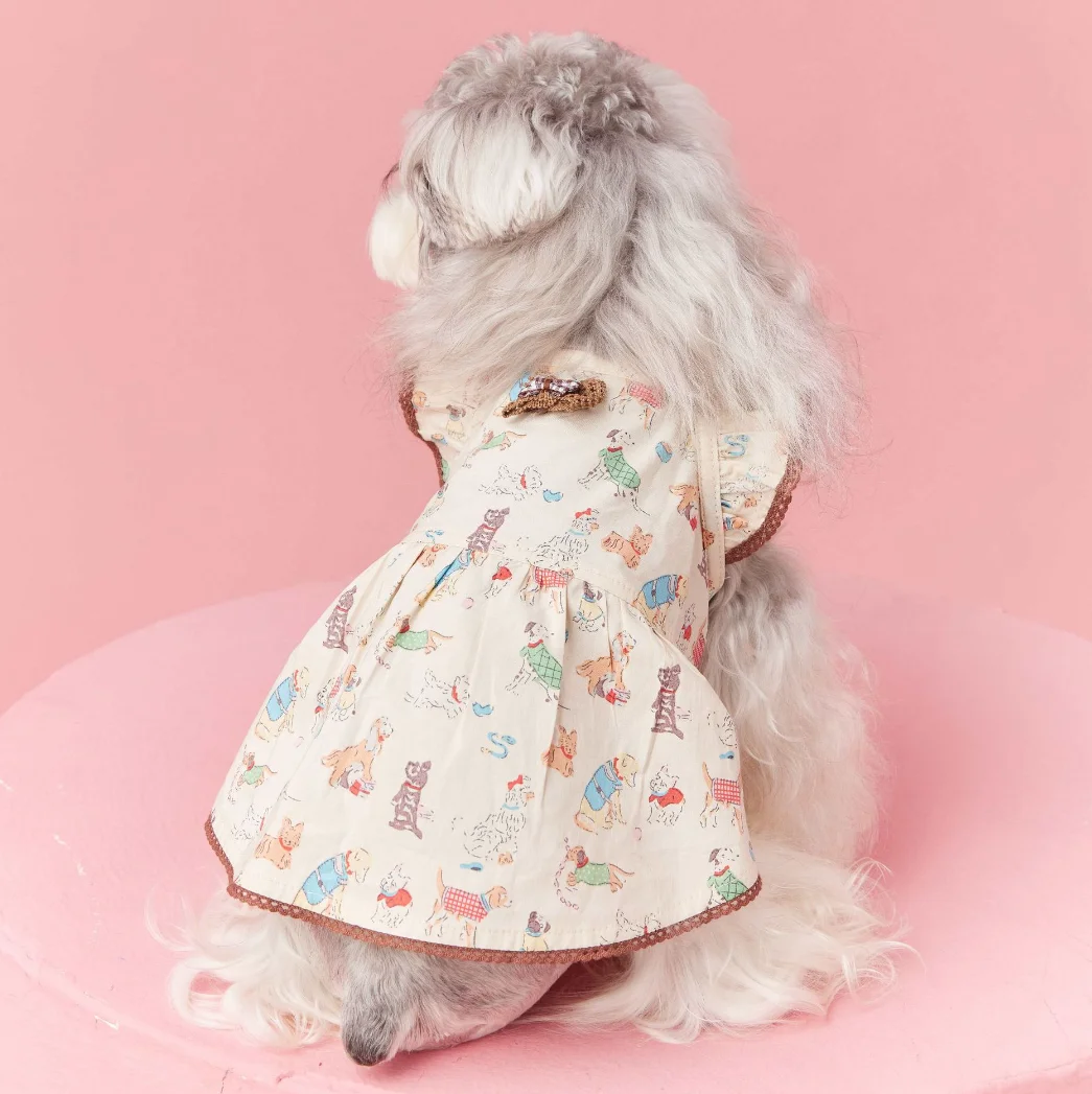 Thin Printed Pet Clothes for Small Dogs, Puppy Clothing, Home Pajamas, Maltese Teddy Schnauzer, Bichon Bear Shirt, Spring