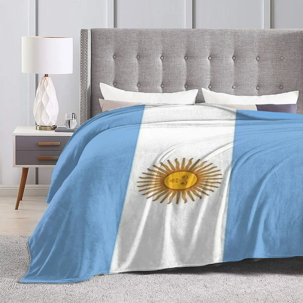 Argentina Flag Super Soft Blankets Blue and White Travelling Throw Blanket Winter Funny Custom Flannel Bedspread Sofa Bed Cover 4