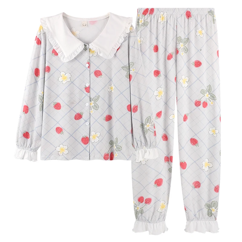 

Big Yards M-4XL Women's Home Clothing For Spring Autumn Long-Sleeved Long Pants Pajamas Women Cardigan Suit