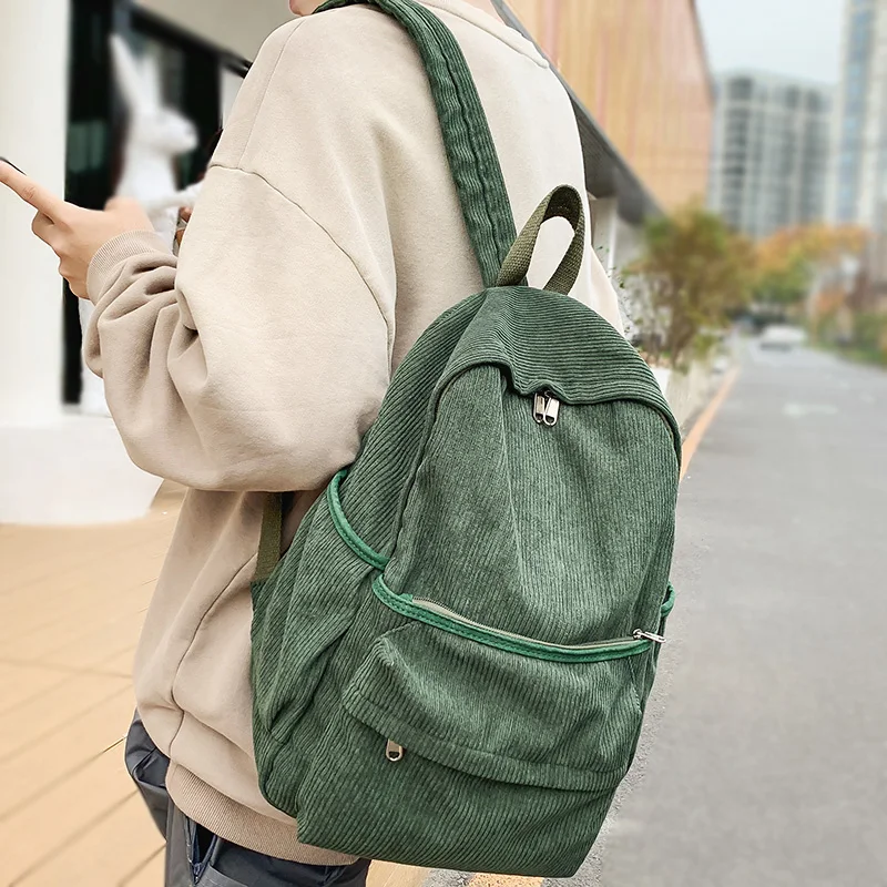 

Fashion Ladies Male Corduroy Vintage College Backpack Girl Boy Travel Leisure Retro Book Bag Female Laptop Men Women School Bags