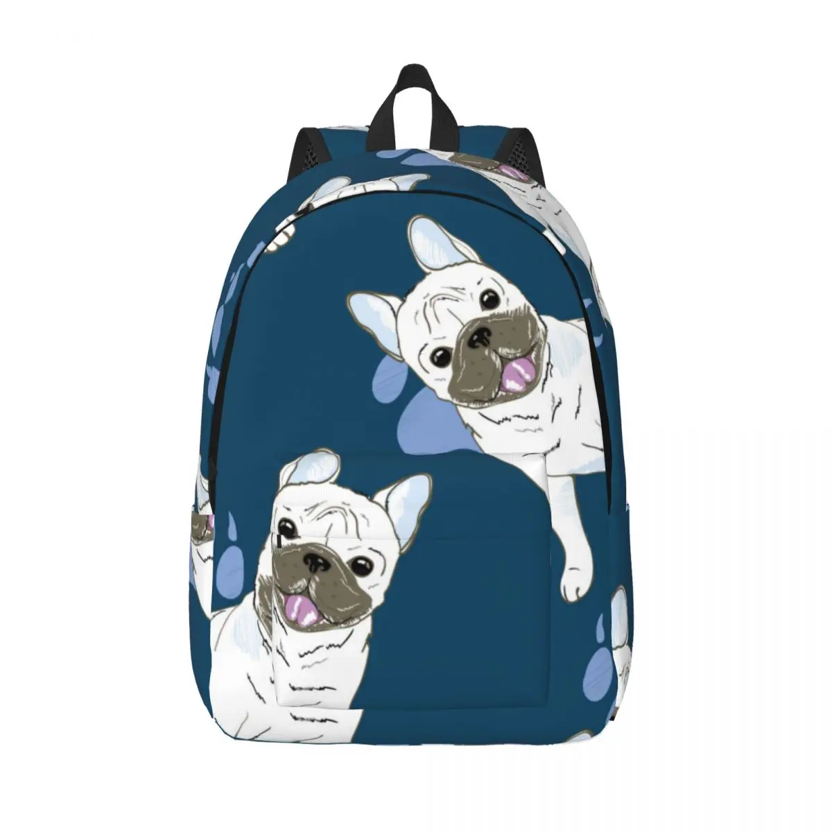 

Student Bag Bulldog And Footprint Illustration Backpack Parent-child Lightweight Backpack Couple Laptop Bag