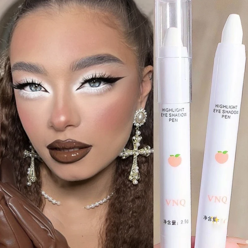 Waterproof Matte White Eyeshadow Highlighter Stick Lasting Glitter Pearlescent Silver Eye Shadow Eyeliner Pen Eyes Makeup Tool