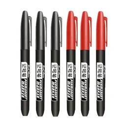 Waterproof Ink Permanent Marker Pens - Black, Blue, Red - Art & School Stationery for Glass & Metal Surfaces (3 Black 3 Red)