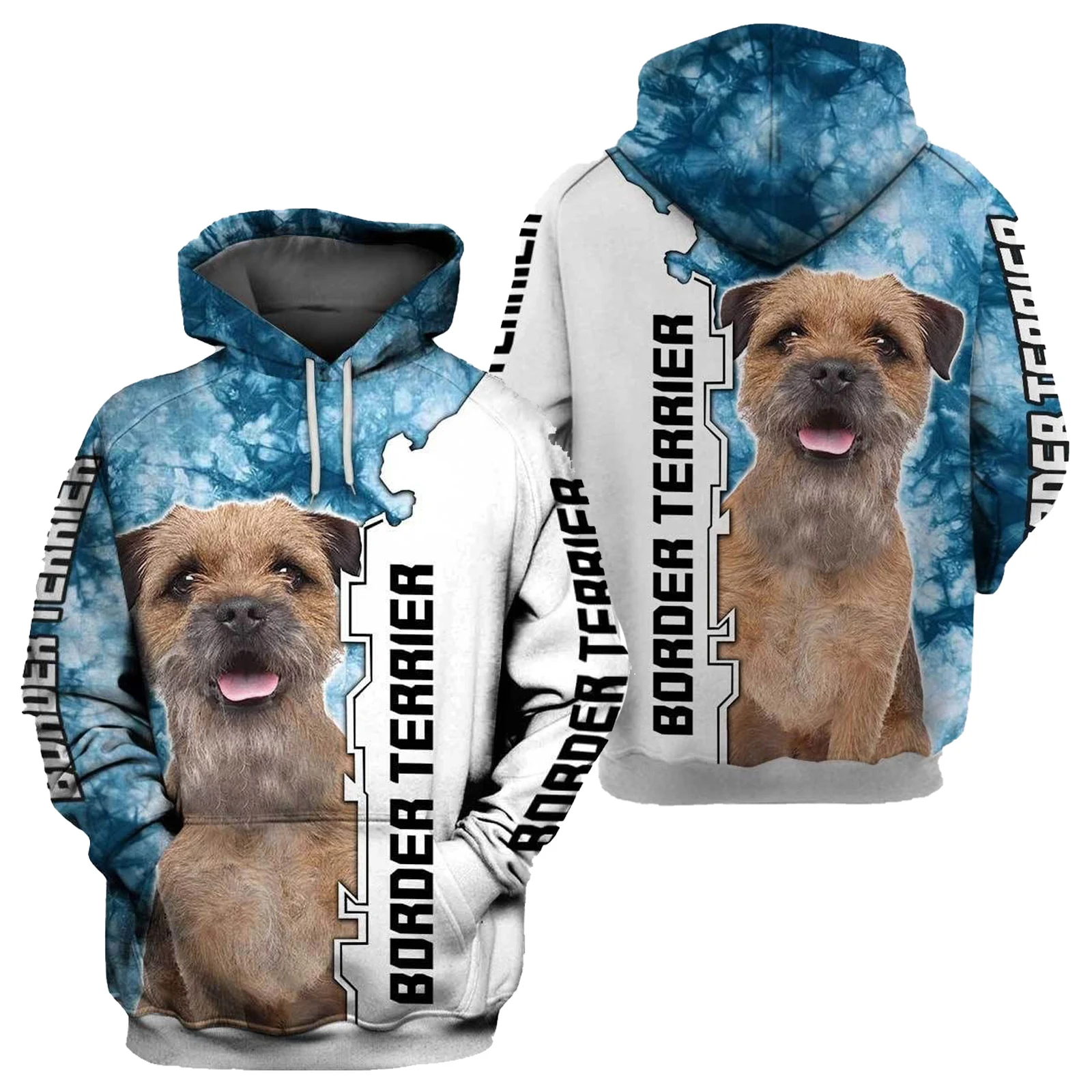 

HX Animal Hoodie Border Terrier Blue Camouflage 3D Print Hoodies T-shirts Tees Casual Pocket Long Sleeve Streetwear Men Clothing