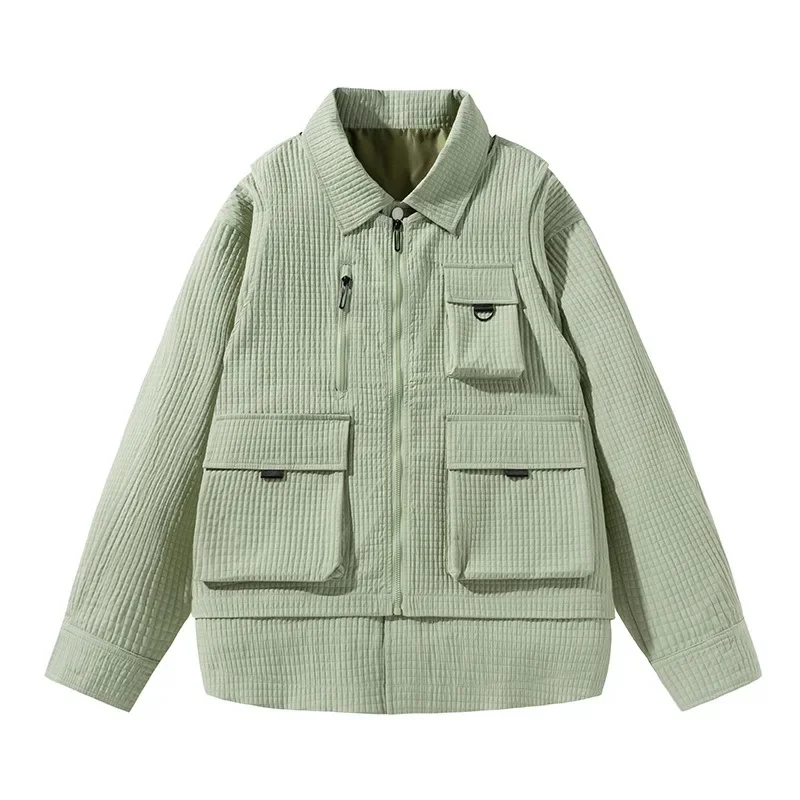 Men's clothing autumn and winter pocket lapel jacket for men's Korean version trend casual men's and women's top overcoat coats