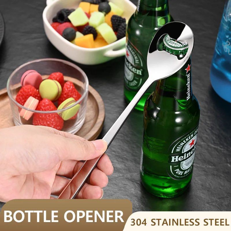 304 Beer Spoon Opener Stainless Steel Spoon Thickening Multifunctional Bottle Opener Tool beer spoon opener