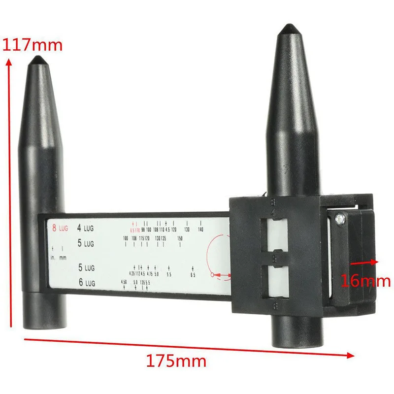 Digital caliper angle measuring tool measurement ruler Wheel Rim Bolt Pattern Hole Distance Measuring Tool modified hole distance ruler Black PCD Caliper 8LUG Wheels