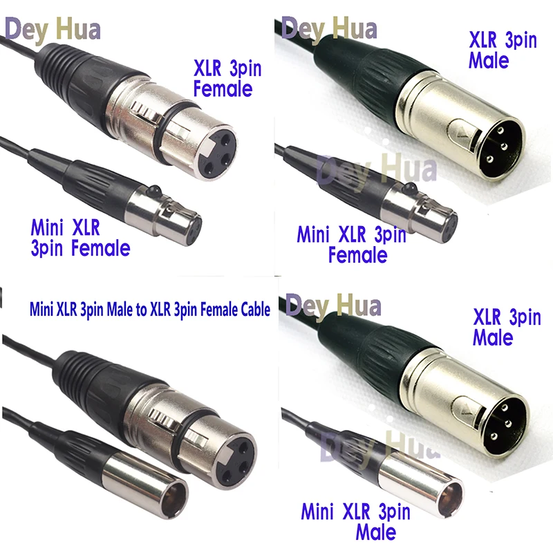 Mini Xlr 3pin Macho para Xlr 3pin Cabo Fêmea para Blackmagic Pocket Cinema 4k Câmera Audio Line Cable 0.3m 0.5m 1m