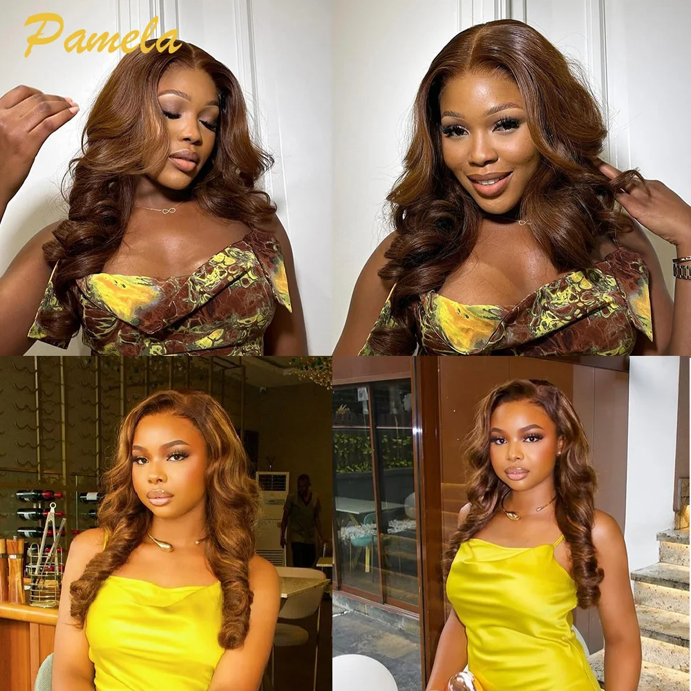 250% Density Honey Blonde Loose Wave Lace Front Wig Ombre 4/30 Colored 13x6 HD Transparent Lace Front Human Hair Wig Ready To Go