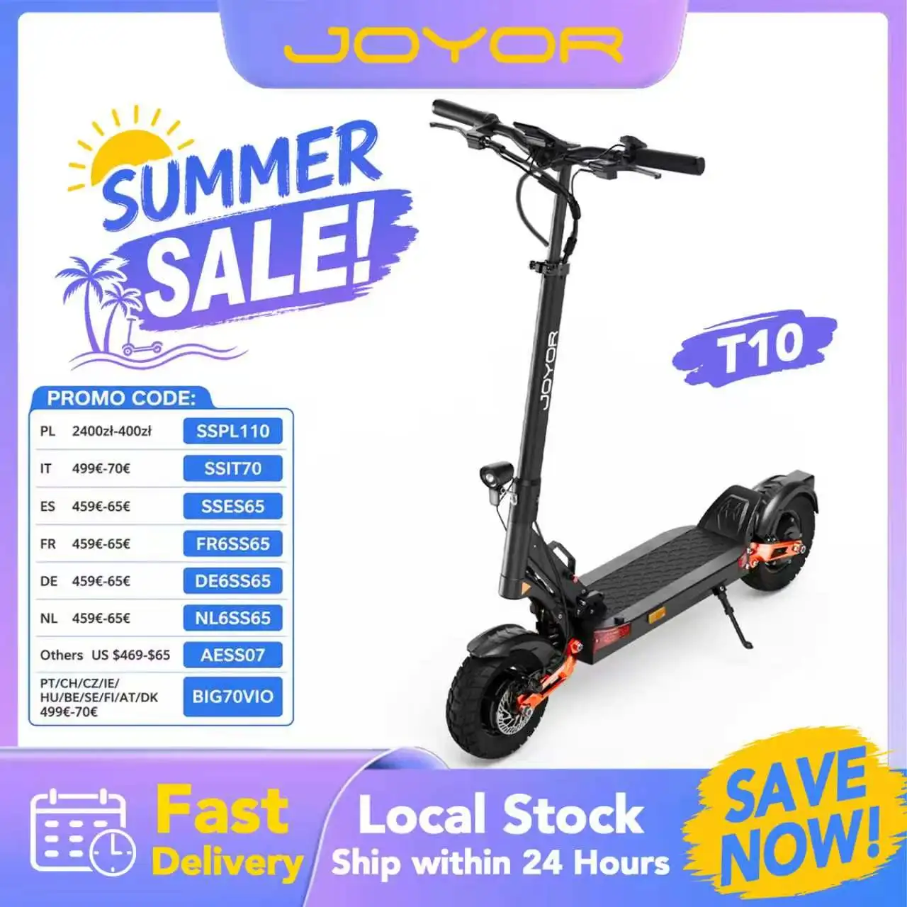 Trottinette électrique JOYOR T10 1000W à double moteur, batterie 60V18Ah, trottinette électrique pliable pour adultes, pneus tout-terrain de 10 pouces, freins hydrauliques doubles, E-Scooter 1 Trottinette électrique JOYOR T10 1000W à double moteur, batterie 60V18Ah, trottinette électrique pliable pour adultes, pneus tout-terrain de 10 pouces, freins hydrauliques doubles, E-Scooter 1