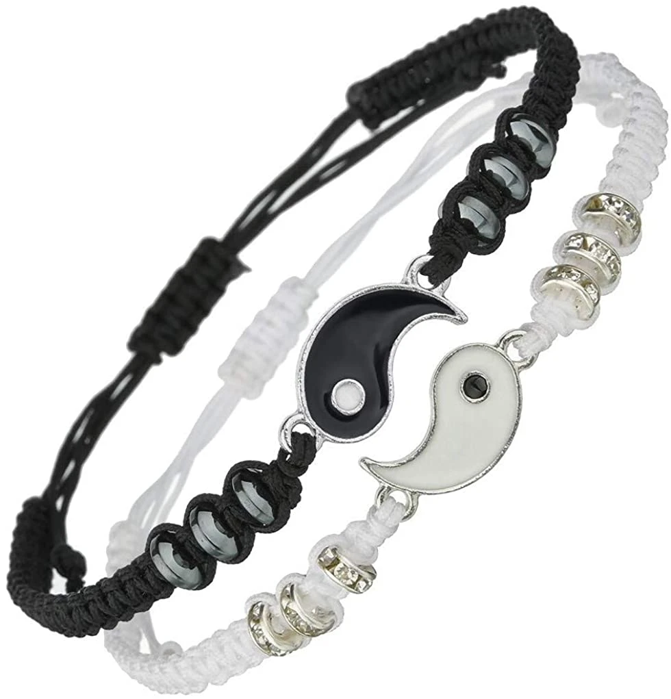 Pulseras de mejor amiga para 2 pulseras cordón ajustable a juego Yin Yang para Bff, amistad, novio, regalo de San Valentín| | - AliExpress