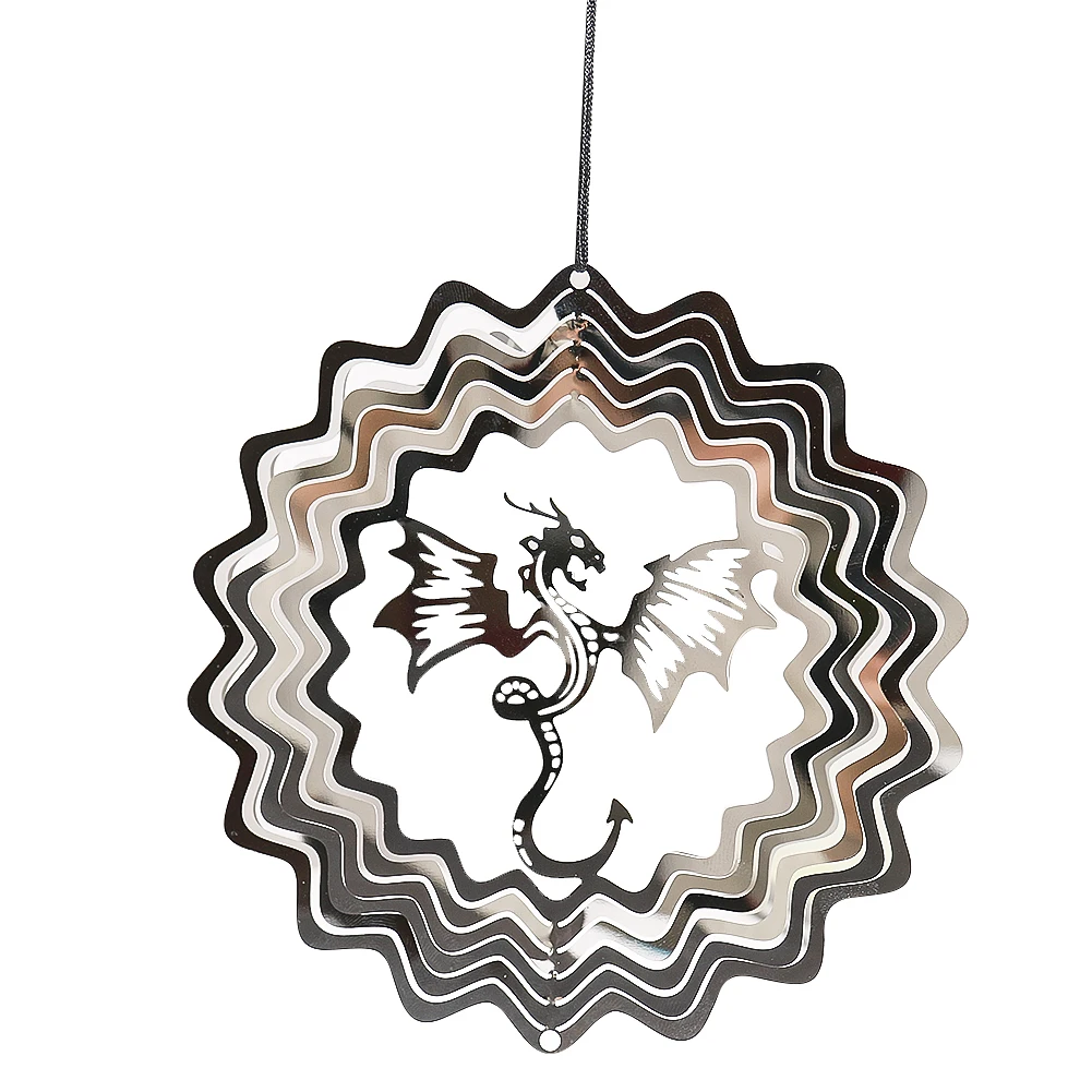 Flying Dragon Whirligig Wind Spinner Hanging Yard Garden Decor Aesthetic Stainless Steel Windchime Reflective Bird Deterrent