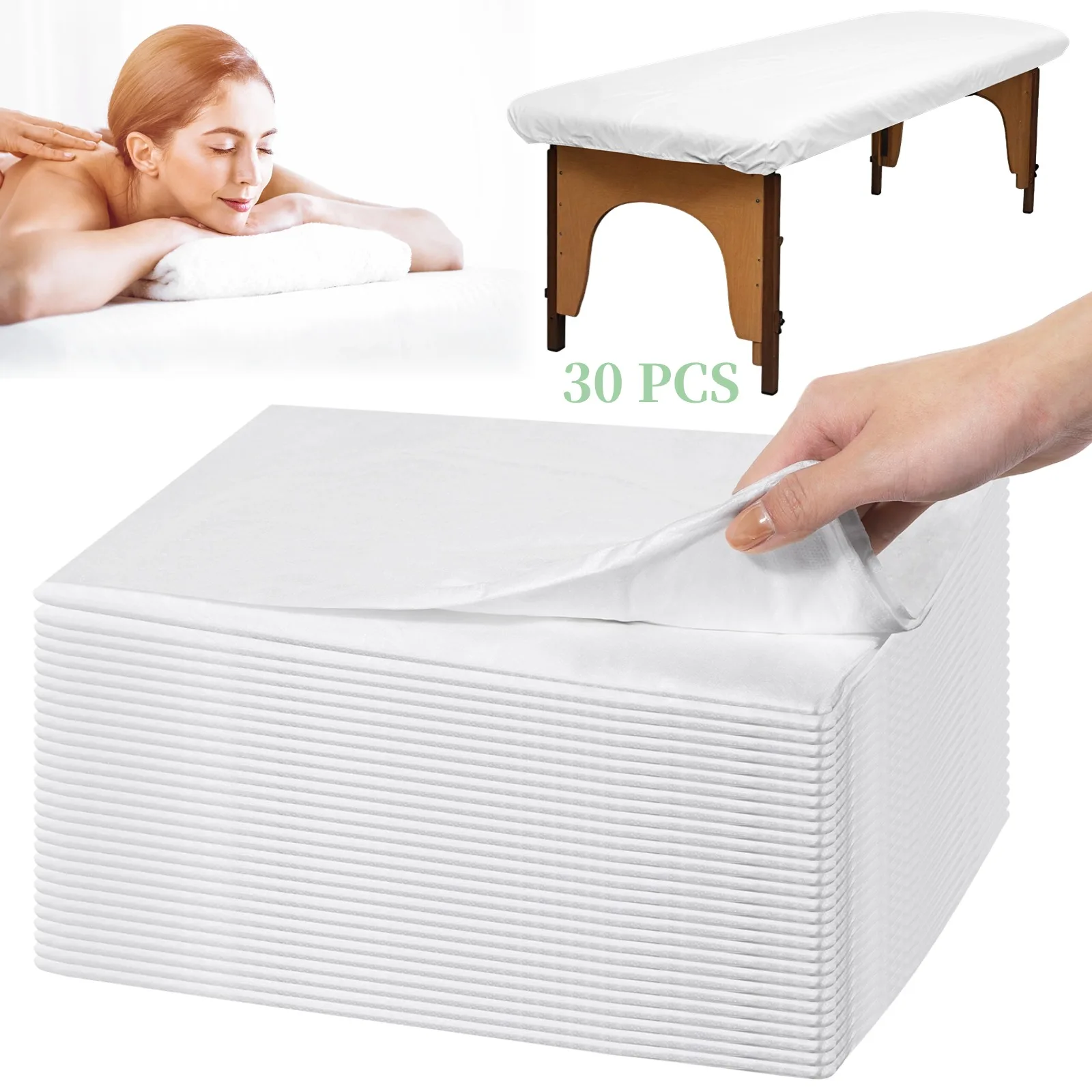30Pcs Massage Bed Sheet Waterproof Massage Table Sheets Spa Bed Covers Disposable Protective Sheets For 200*70cm 78.7* 27.5"