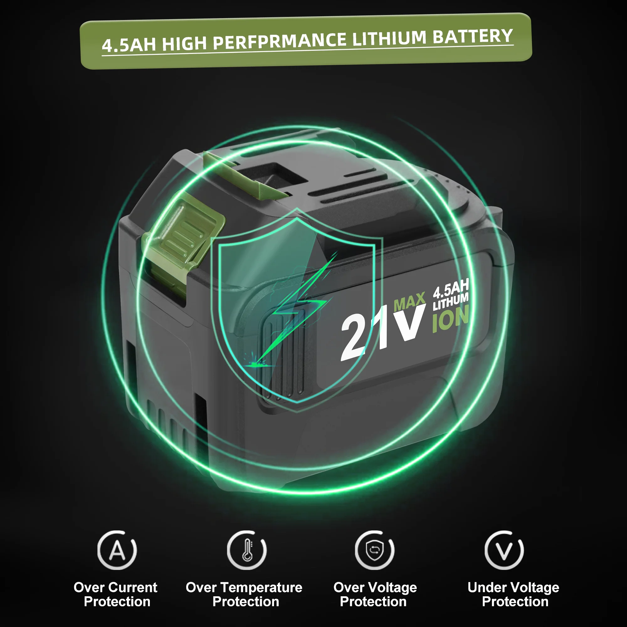 21 В Электрический 800N.M Управляйте бесщеточным громким гнездам для автомобильных шин беспроводные электроинструменты 4500 мАч литий-ионная батарея