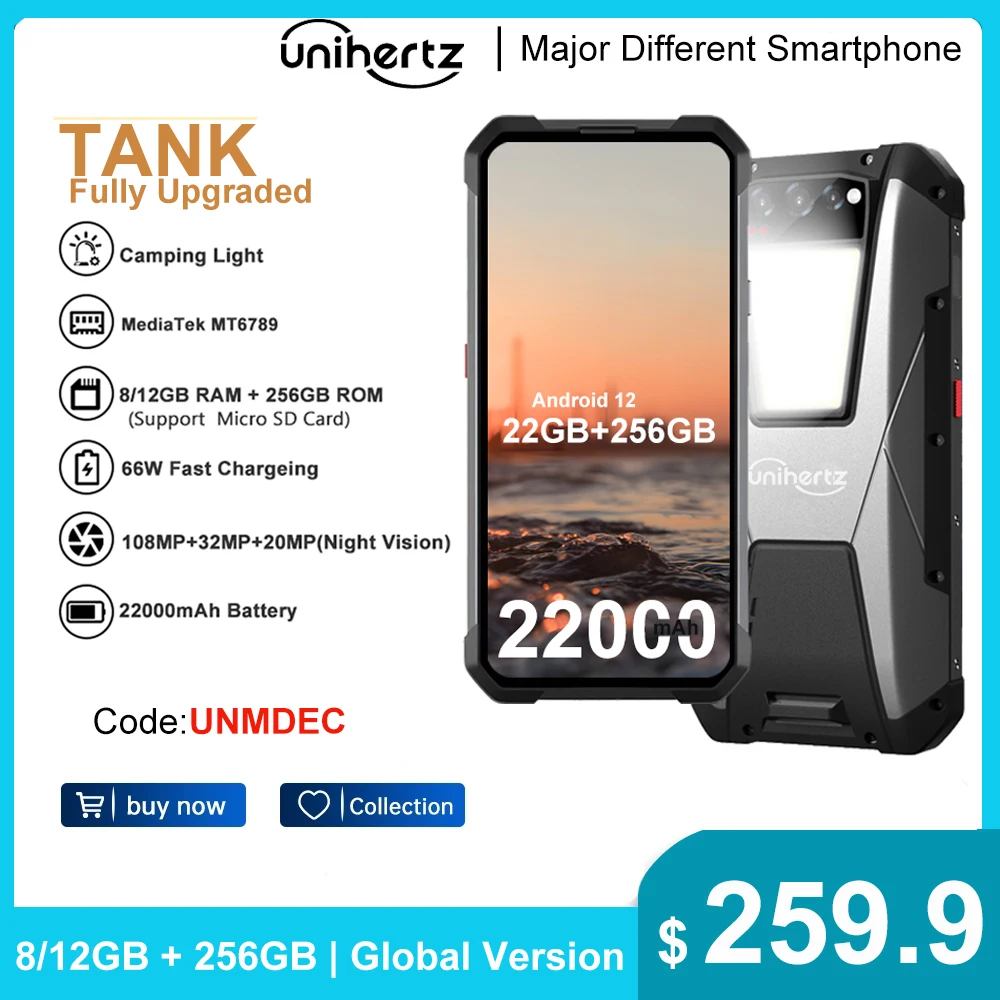 Unihertz TANK 22000mAh Rugged 12GB