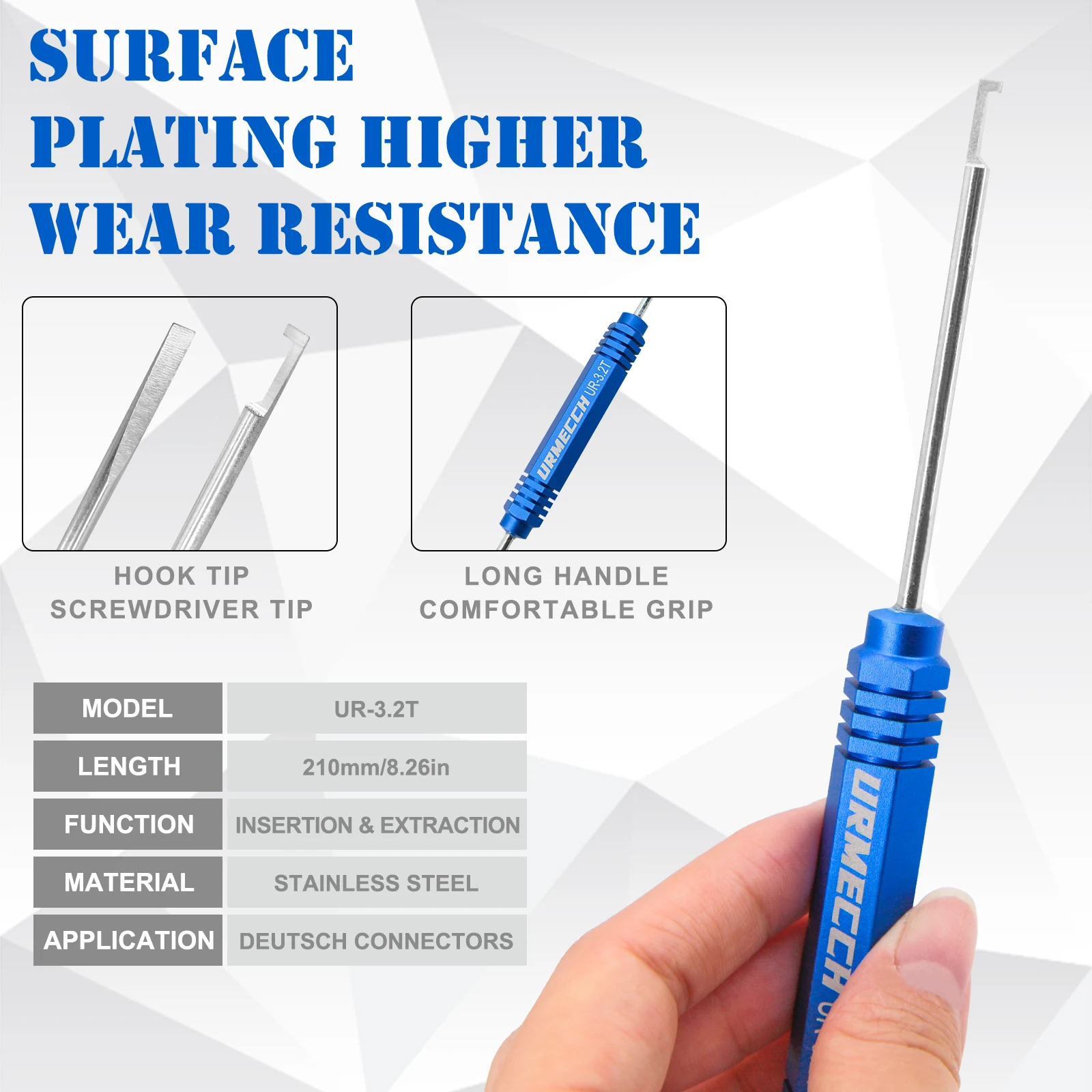 URMECCH UR-3.2T Terminal Pin Removal Tool Pin Socket Contact Wedgelock Remover for Deutsch DT DTM DTV DRB DRCP Strike Connectors car terminal tools