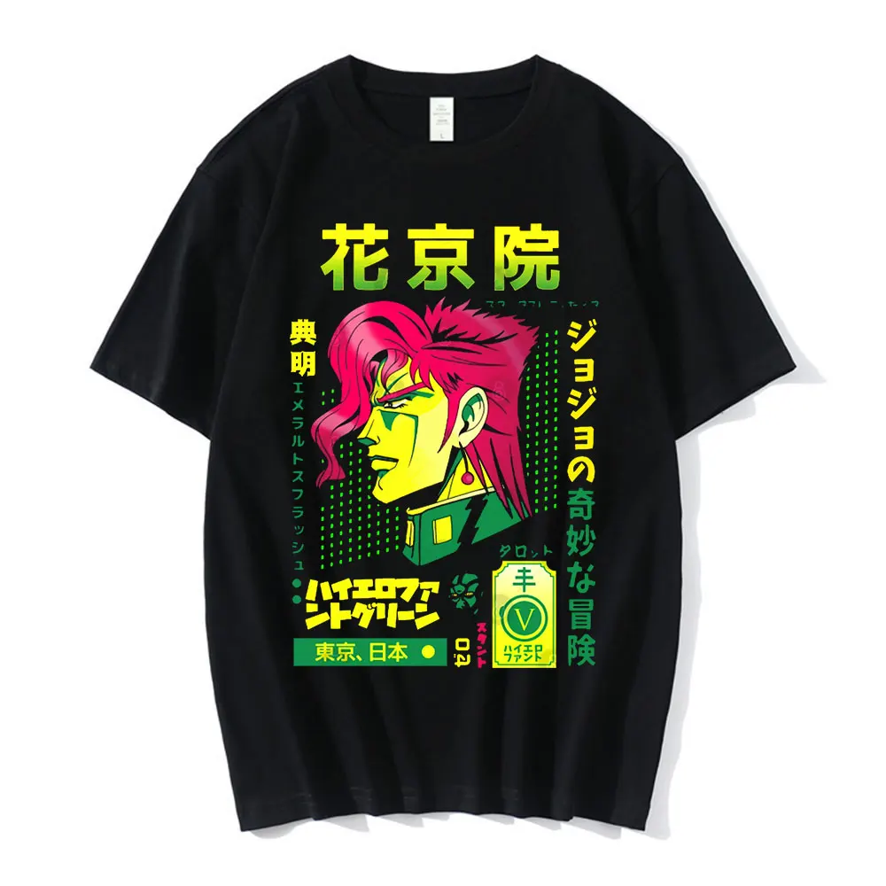 

HX Anime Cartoon T-shirt Jojo Bizarre Adventure Printed Tees Cotton Tops Summer Short Sleeve Shirts Adult Teens Streetwear