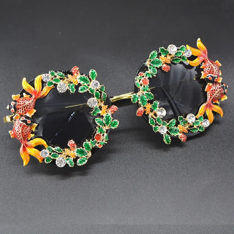 

2019 роскошные барочные Солнцезащитные очки женские металлические цветочные винтажные очки фирменный дизайн солнцезащитные очки вечерние модные Oculos De Sol Gafas