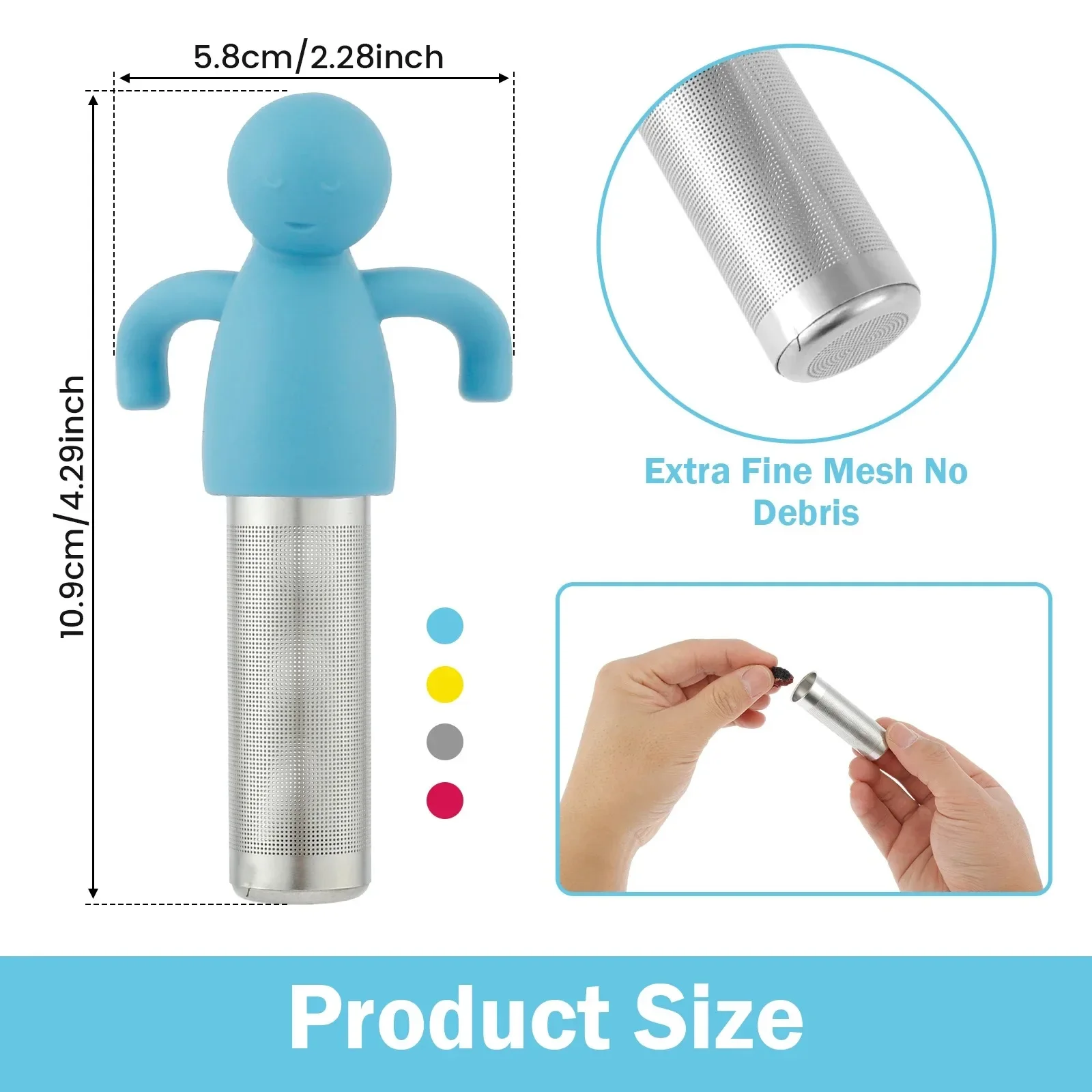 Stainless Steel Tea Sieve New Human Shaped Tea Sieve Kitchen Accessory Filter Accessories Supplies Humidifier Pet Products Bar